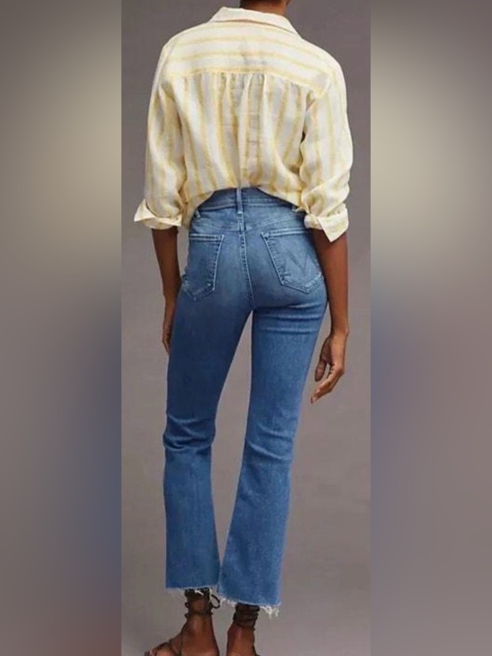 MOTHER High-Rise Ankle Crop Flare Jeans in Light Blue
